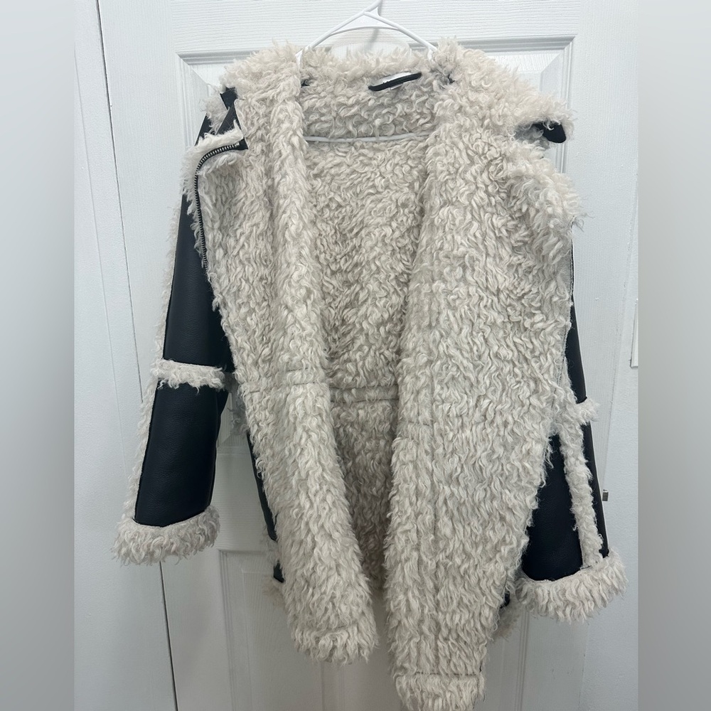 Topshop Faux Fur and Leather coat